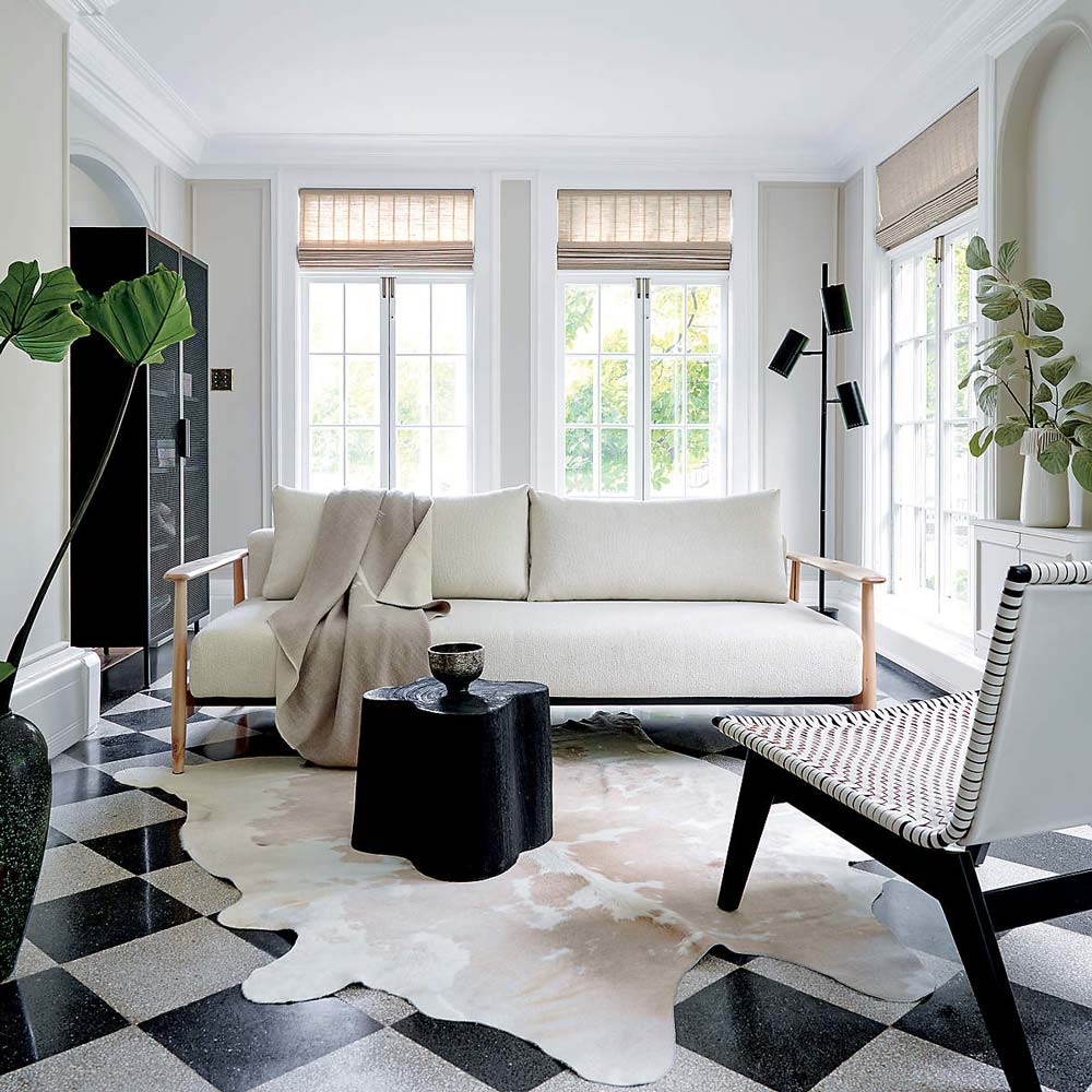 White Boucle Sleeper Sofa / Boucle Couch