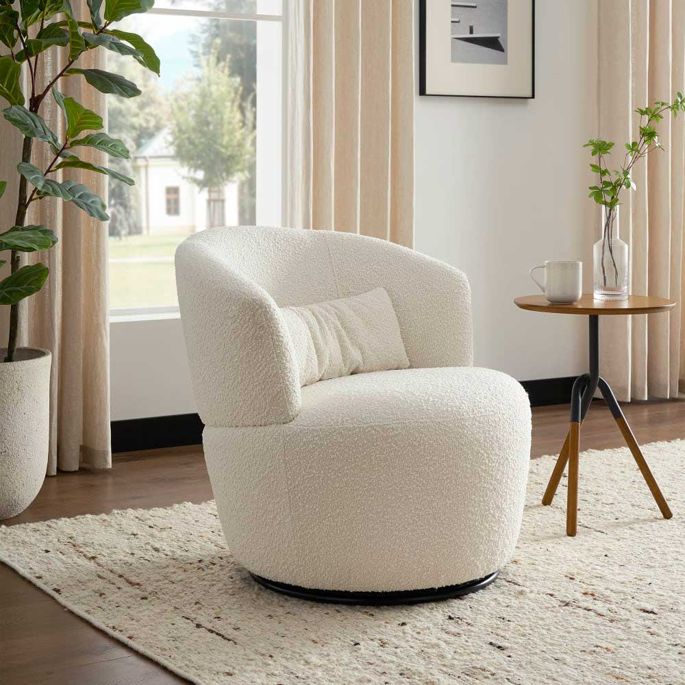 Modern Boucle Swivel Chair