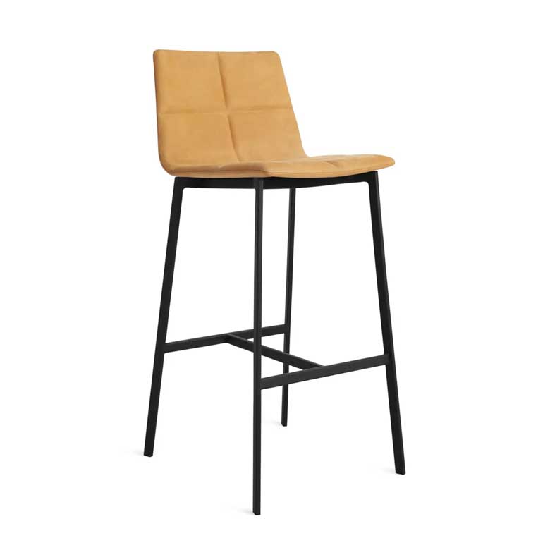 Camel brown genuine leather bar stool