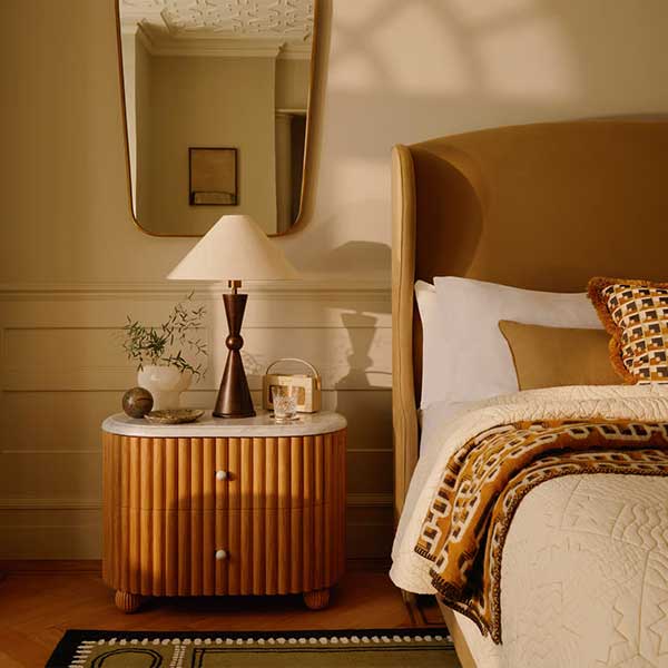 Carlisle Bedside Table, Carrara Marble, Large