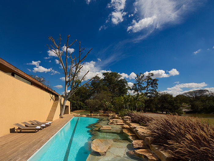 Spectacular swimming pool in modern house near Sao Paulo, Brazil