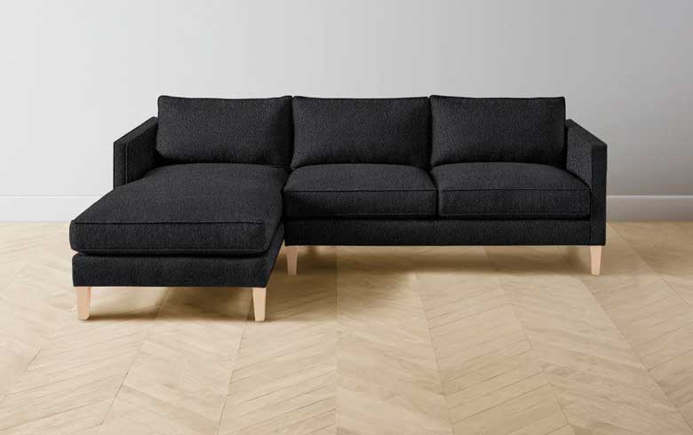 Black sectional with chaise - italian boucle