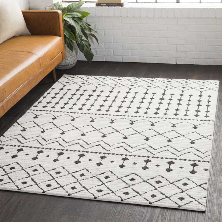 Bohemian Black/Charcoal/White Rug For Sale