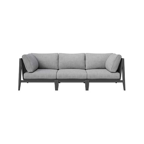 Charcoal Aluminum Outdoor Sofa - 3 Seat Gray Modern Outdoor couch