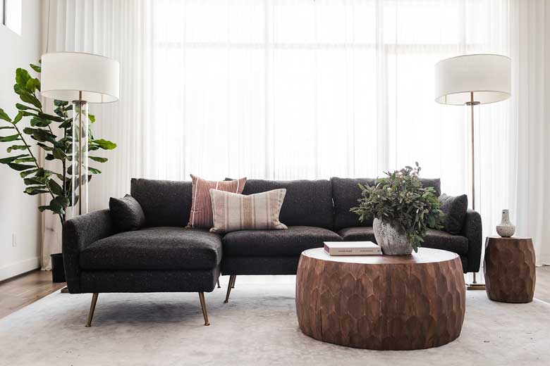 Black charcoal sectional sofa for sale 