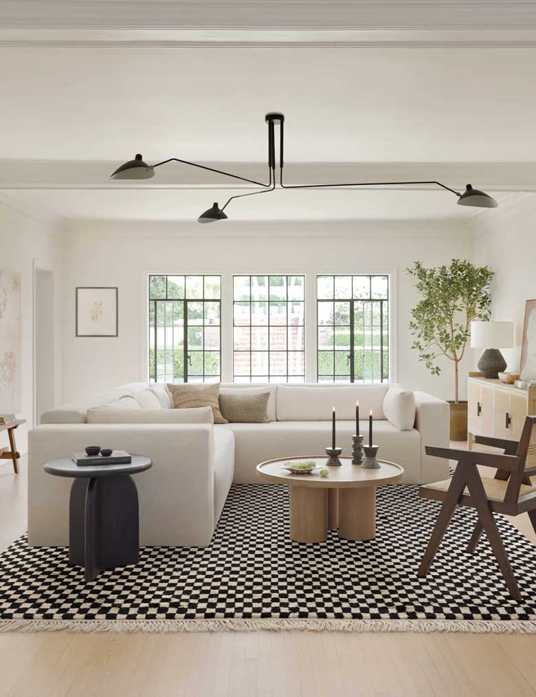 Black and white checkerboard rug / checkered area rug for sale