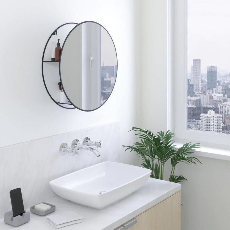 Cubiko bathroom mirror with storage unit