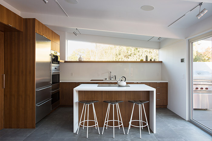 Modern kitchen design idea in remodeled Californian house inspired by traditional Japanese architecture