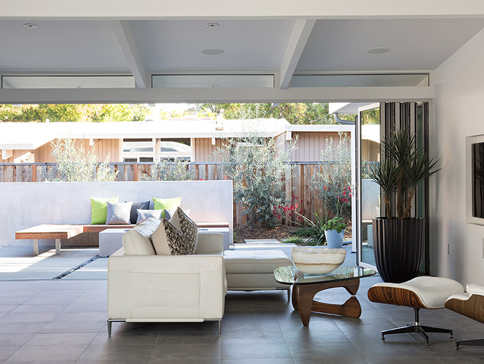 Classic Silicon Valley house gets modern makeover and modern outdoor area inspired by traditional Japanese architecture