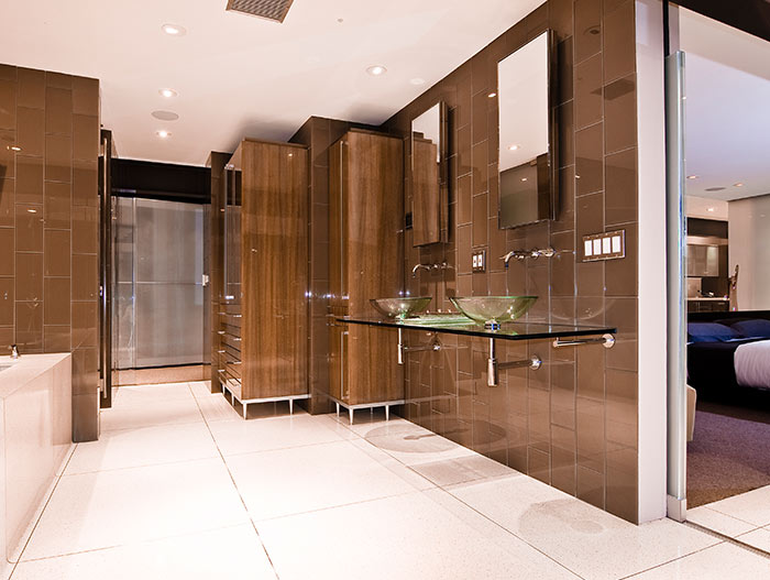 Contemporary bathroom in modern bachelor pad