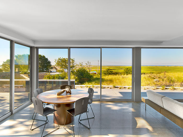 Stunning interior of a contemporary beach house - the home is located in Cape Cod, a few steps away from a masterwork of 20th century architecture