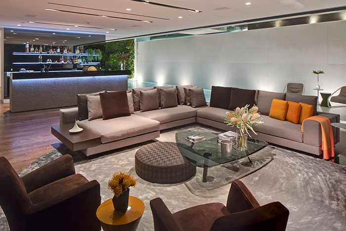 Contemporary living room in amazing Tanager Way mansion by McClean Design
