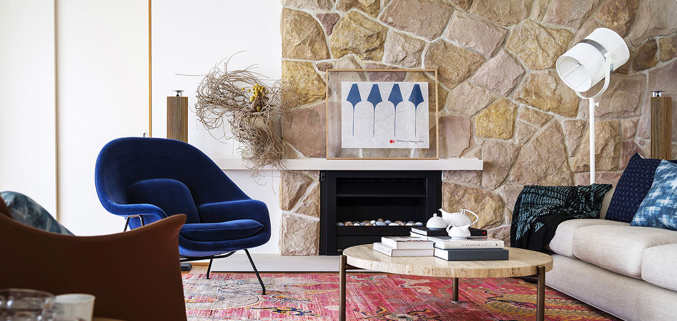 Modern living room design in contemporary Martello Tower House by Luigi Rosselli Architects