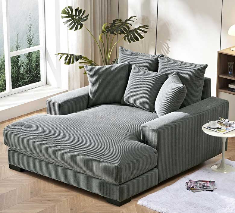 Cozy corduroy chaise lounge chair
