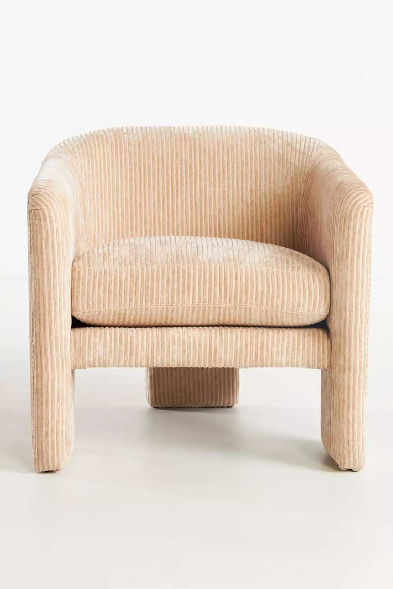 Corduroy tripod chair - a great option if you're looking for a stylish chair for your modern living room