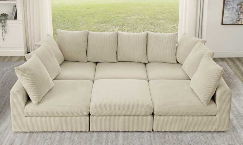 Cream corduroy pit sofa