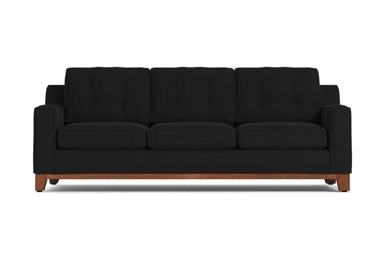 Custom black velvet couch made in the USA