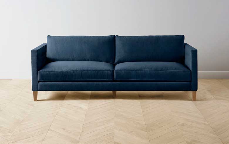 Custom Sapphire blue velvet couch for sale