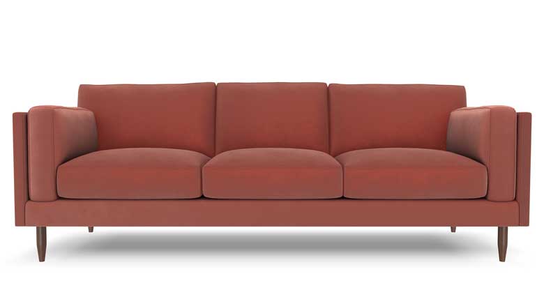 Custom-made rust velvet sofa