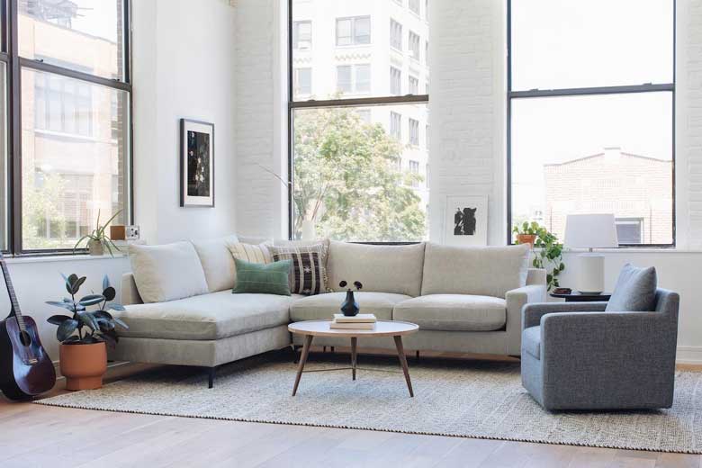 Small custom L-shaped couch | This corner sofa is perfect for small, medium and large spaces