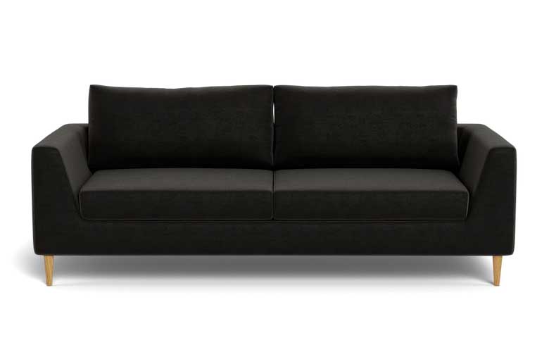 Custom two seat black velvet couch