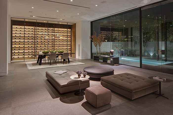 Dining area in contemporary Tanager Way mansion