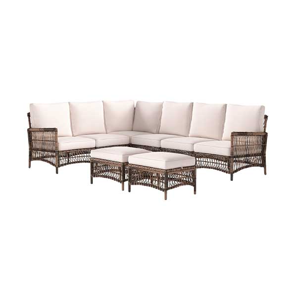Direnzo 98'' W PVC Wicker L-Shaped Patio Sectional with Cushions