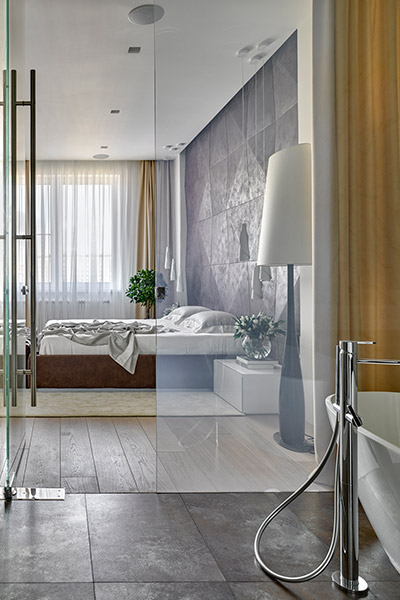 Incredible ensuite bathroom overlook gorgeous master bedroom - interior design by Alexandra Fedorova