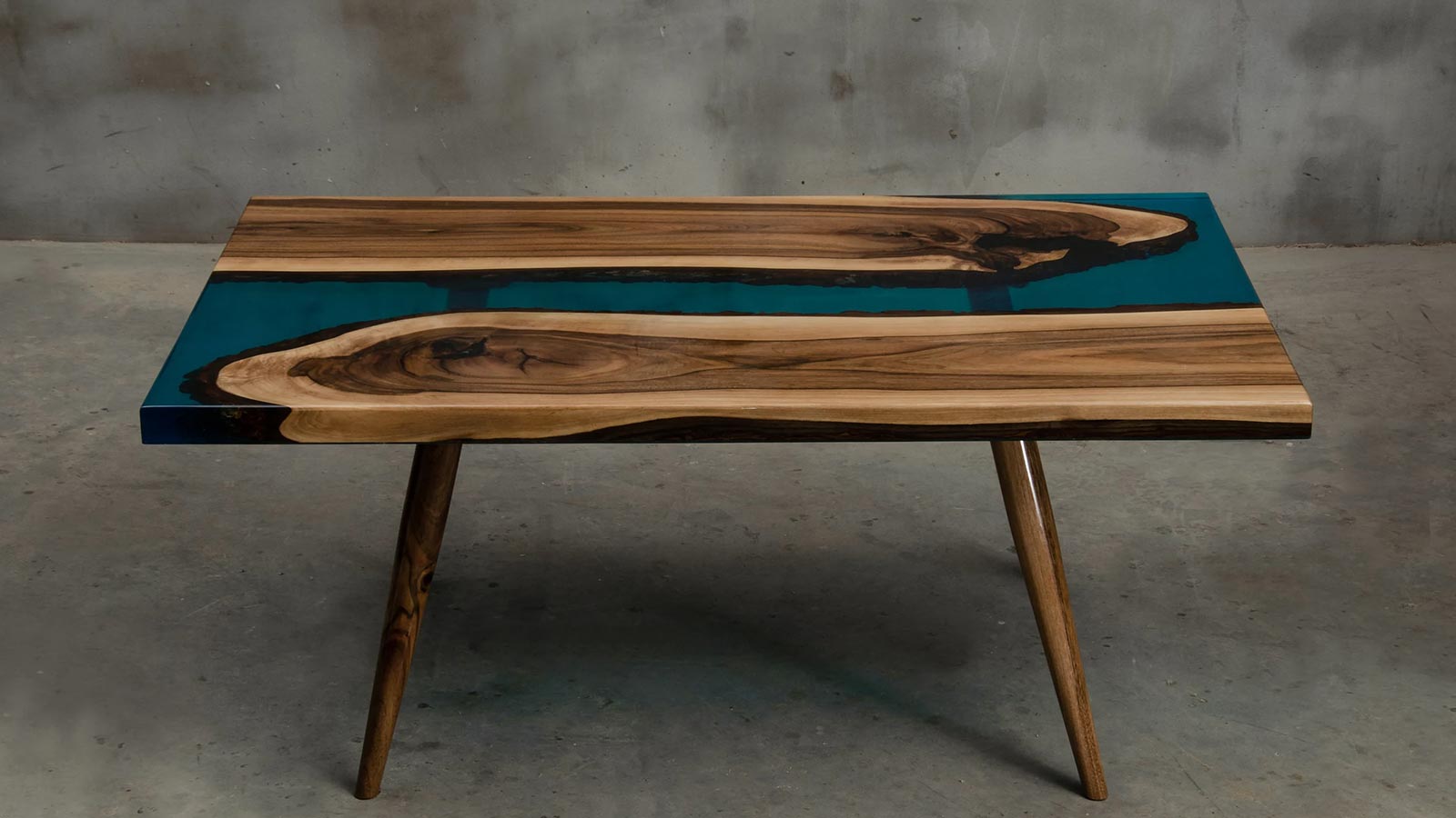 Epoxy Table, Live Edge Natural Wooden Table, Walnut Resin River