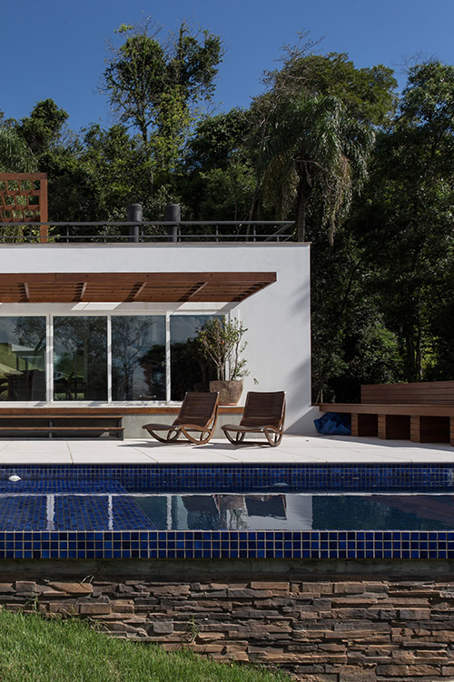 Pool area of beautiful house in Erechim, Brazil