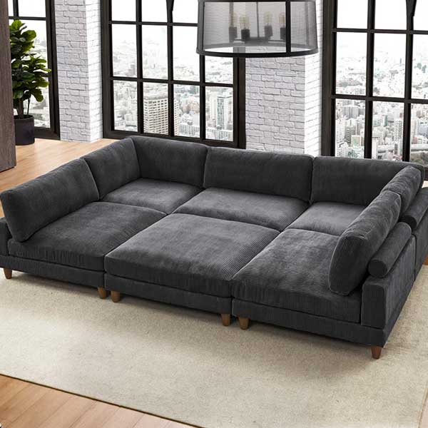 Espinosa 6 - Piece Corduroy Sectional