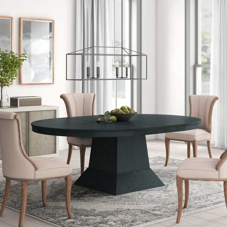 Black Extendable Oval Dining Table For Sale | Extendable Dining Table For 6 People