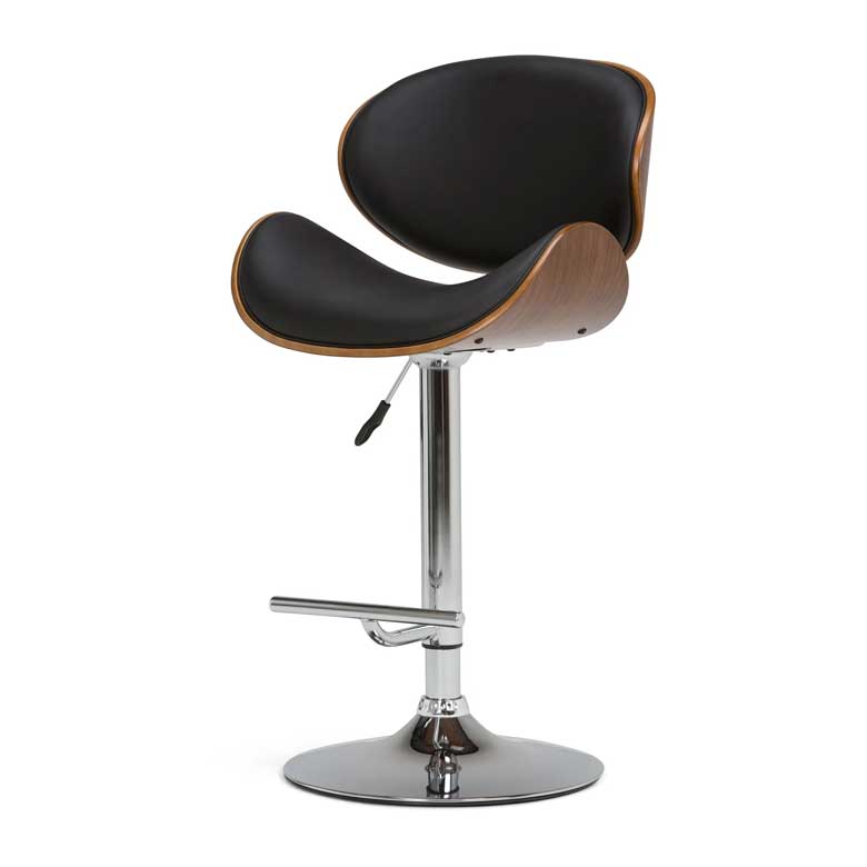 Black faux leather adjustable bar stool with back for sale