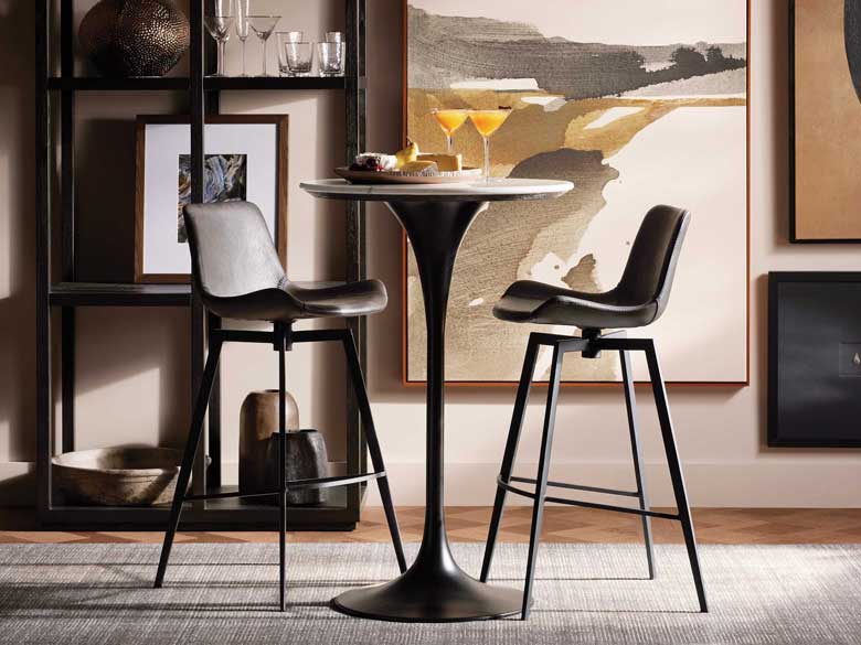 Contemporary Faux Leather Swivel Barstool