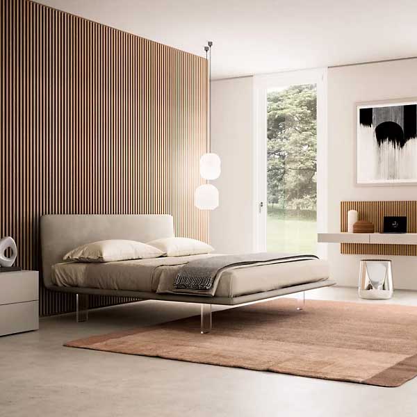 Modern floating bed with transparent legs | Contemporary floating bed frame - King and Queen sizes