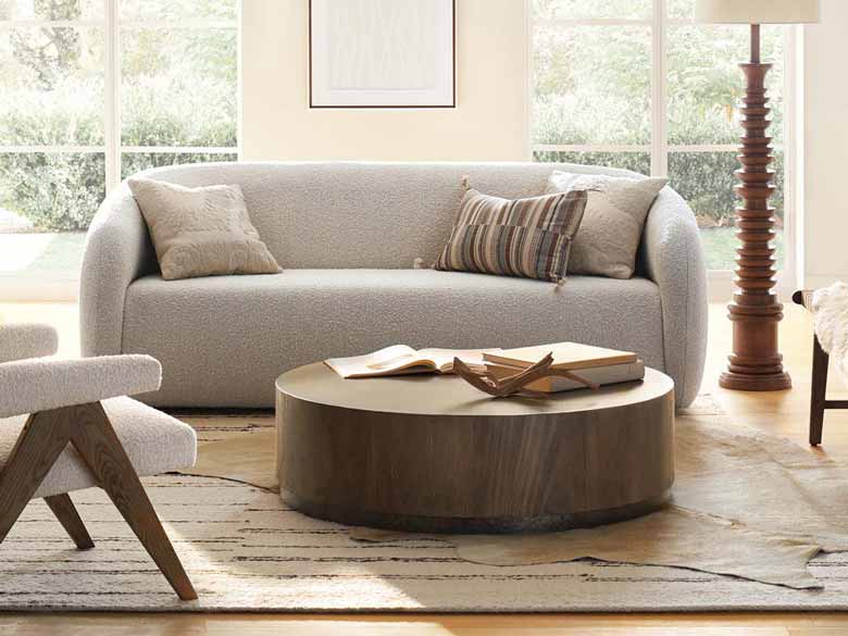 Comfortable boucle sofa for a modern living room