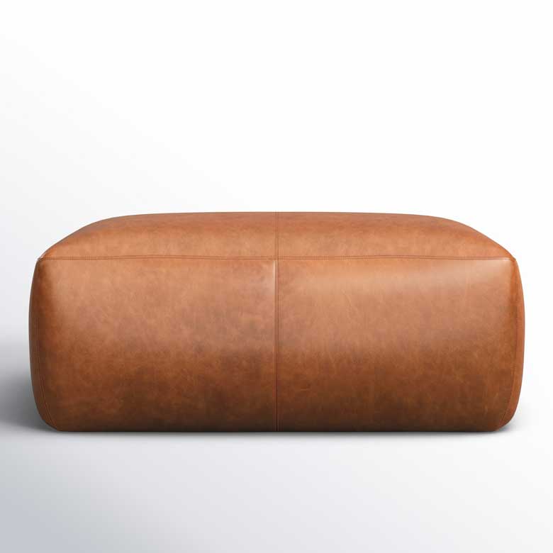 Full-Grain Genuine Italian Leather Ottoman