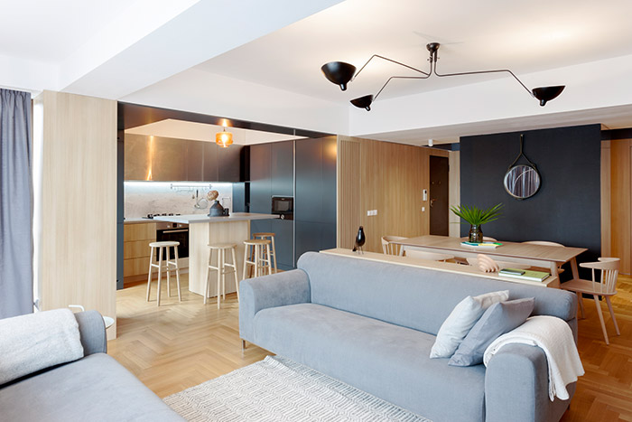Stylish, functional apartment in Bucharest with open space kitchen and living area - by Rosu-Ciocodeica
