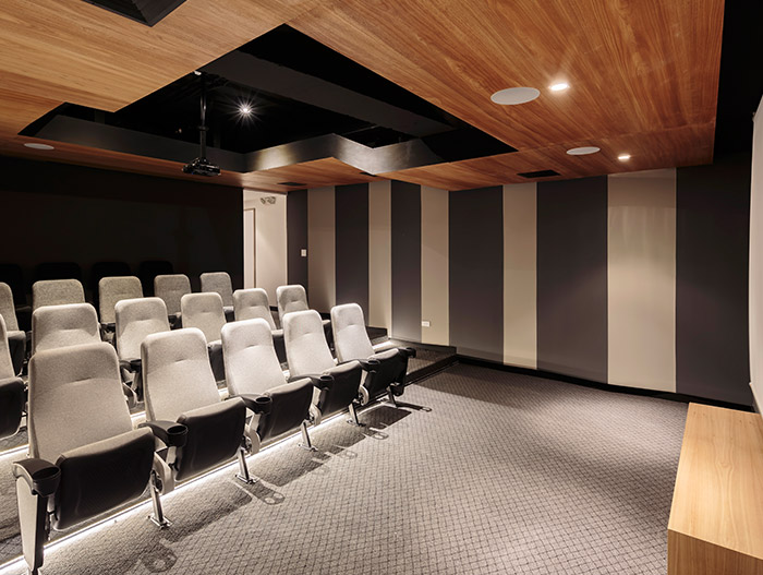 Cinema area inside GAIA Building - a contemporary landmark in Quito, Ecuador