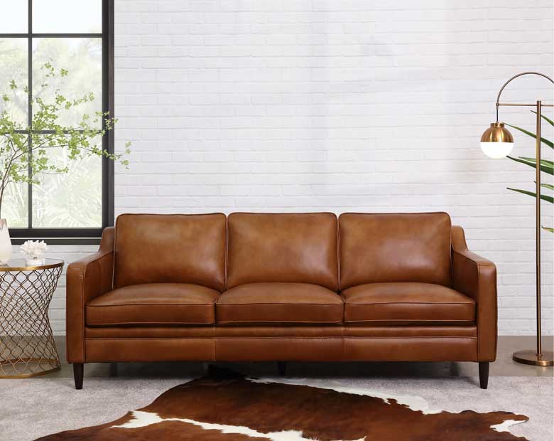 Genuine Leather Square Arm Sofa