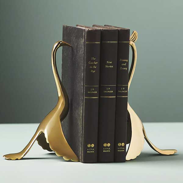 Gold Crane Brass Bookends