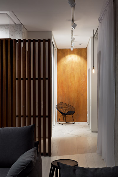 Gorgeous entrance to minimalist apartment in Ukraine by NOTT Design