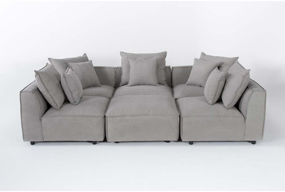 Cisco 6 piece sectional with 3 armless chairs & ottoman - gray color