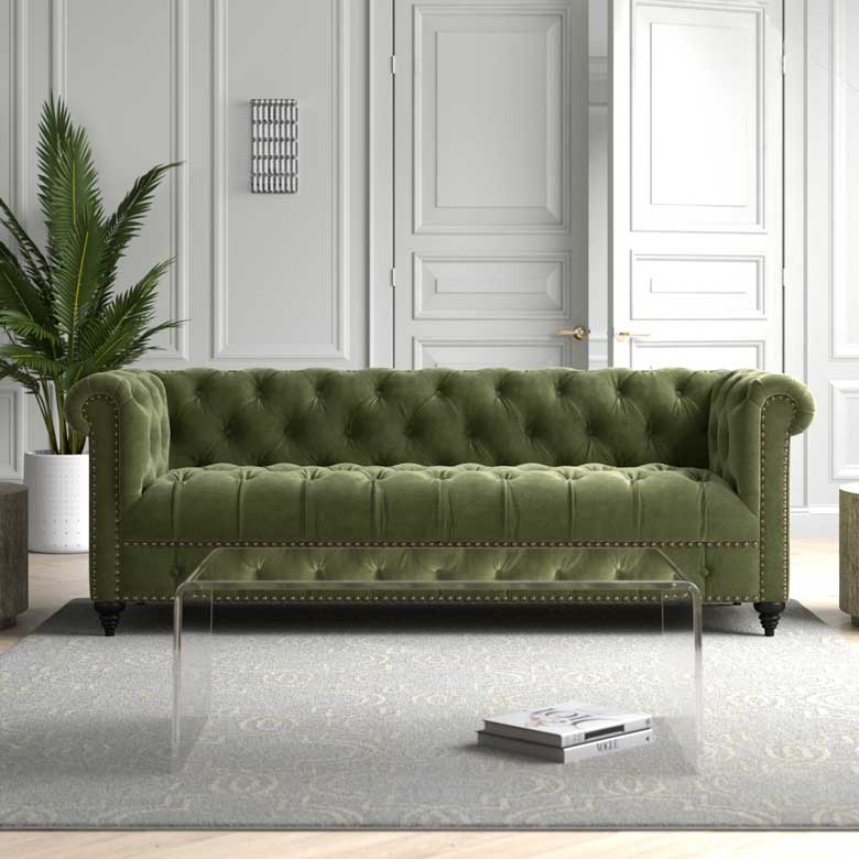 Green chesterfield sofa for sale