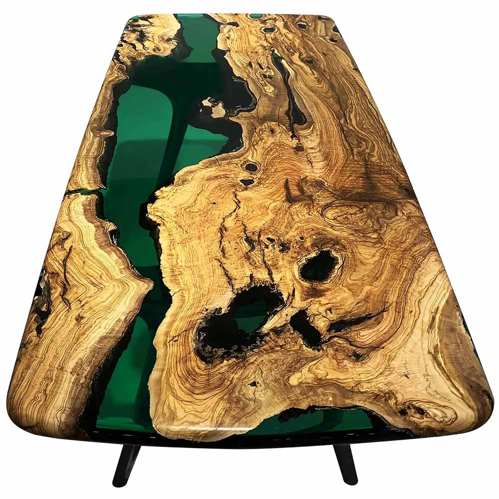 Green epoxy river table | Green resin dining table