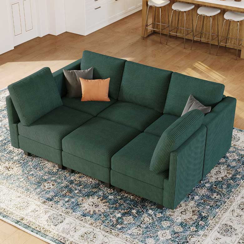 Green corduroy pit couch