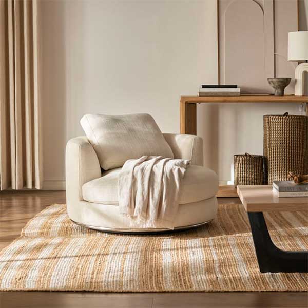 Hamilton Round Performance Fabric Swivel Armchair