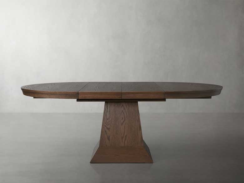 Handcrafted round to oval extendable dining table - available in two sizes and three color options