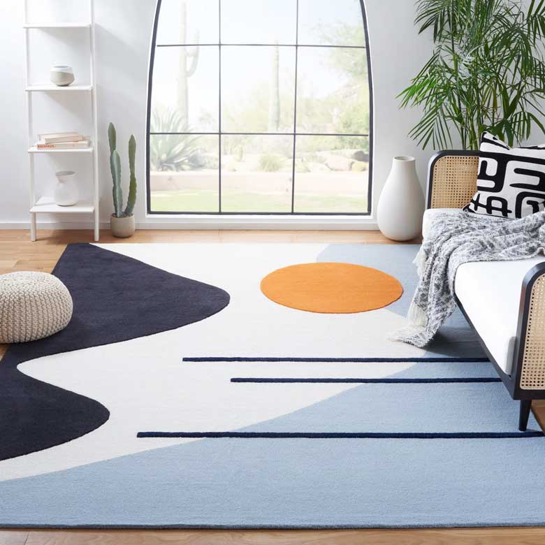 Handmade Tufted Wool Ivory/Blue Rug