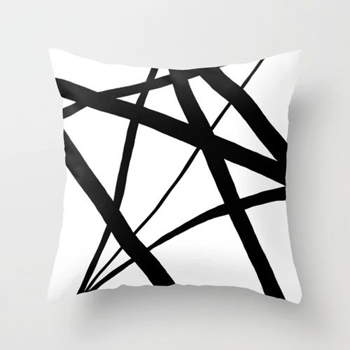 A Harmony of Lines and Shapes Black and White Throw Pillow